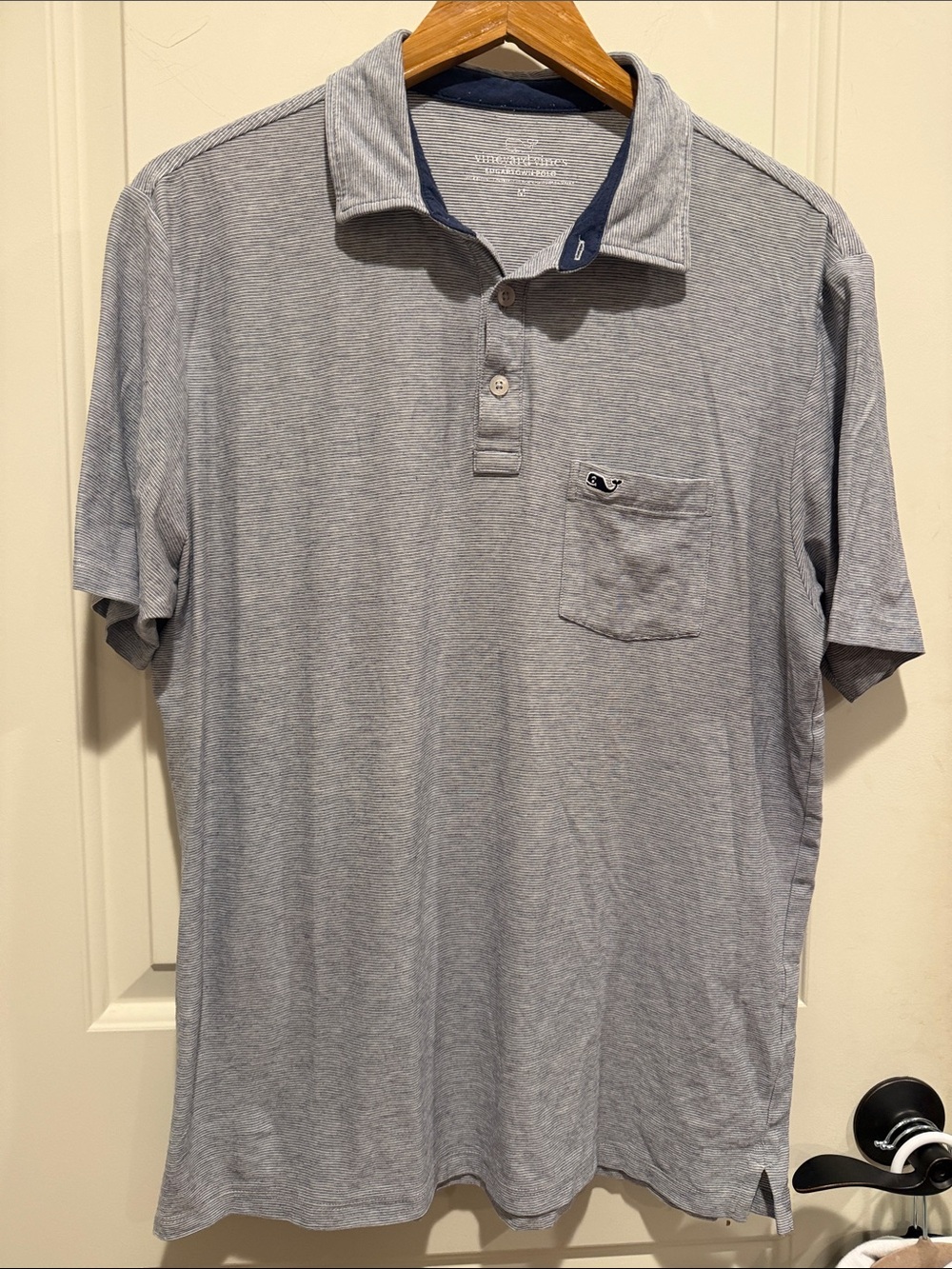Vineyard Vines Men's blue micro striped Esgartown Polo Med